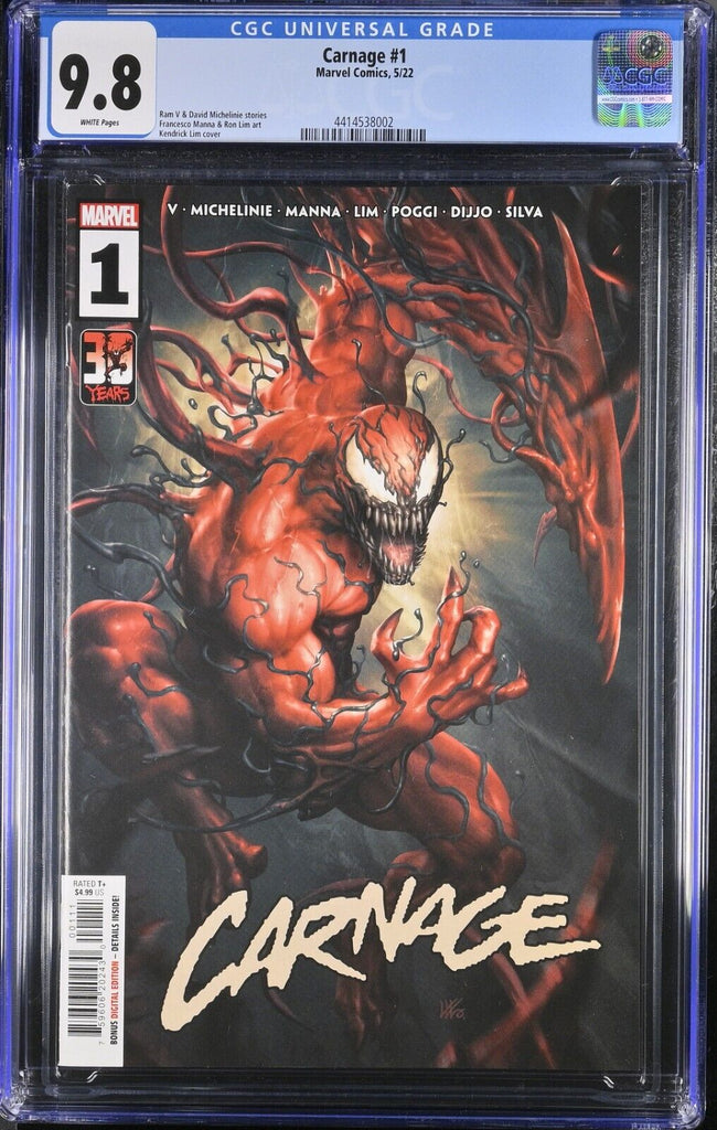 Carnage 1 Cover A 2022 CGC 9.8 Marvel Comics