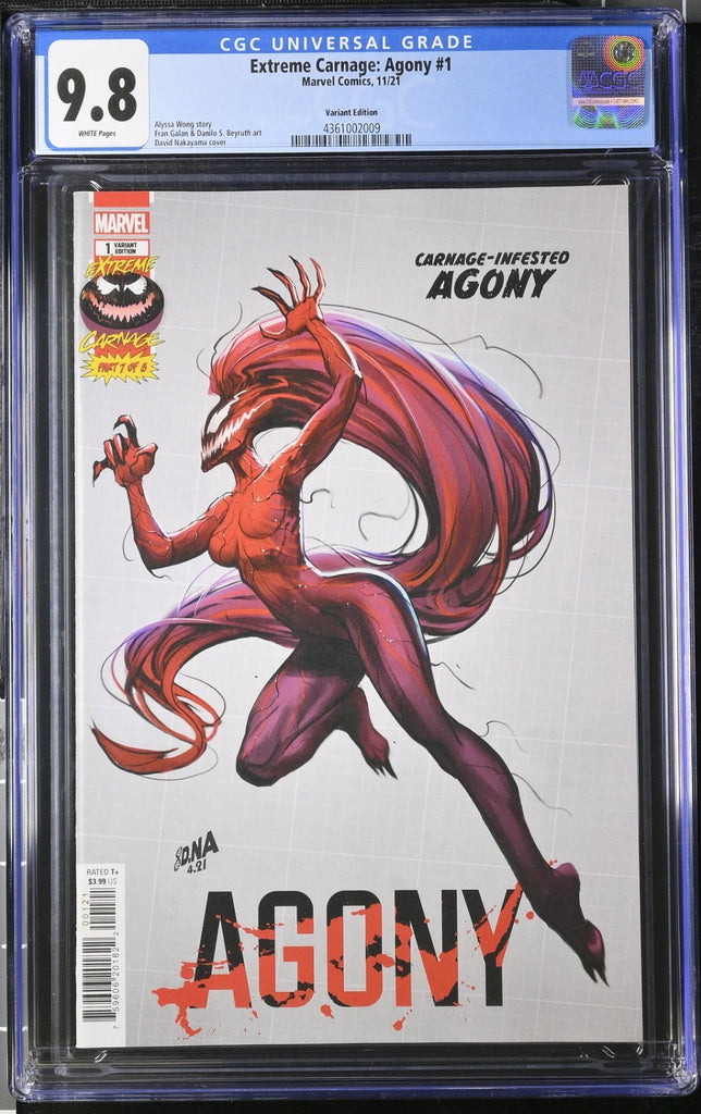 EXTREME CARNAGE AGONY 1 NAKAYAMA 1:10 DESIGN VARIANT CGC 9.8 Marvel Comics 2021