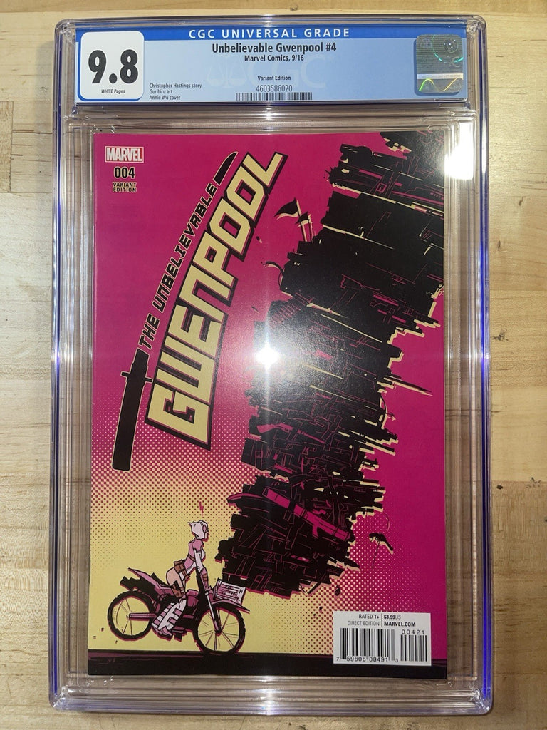 UNBELIEVABLE GWENPOOL 4 WU 1:25 VARIANT CGC 9.8 Marvel Comics 2016