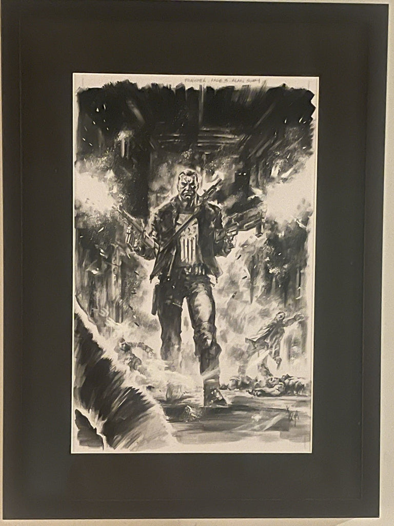 Framed Punisher Alan Quah Original Art 11x17 by Alan Quah