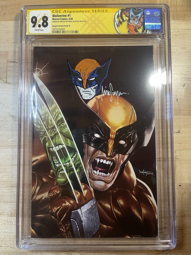 WOLVERINE 1 MICO SUAYAN VIRGIN VARIANT B CGC 9.8 SS REMARKED MASKED