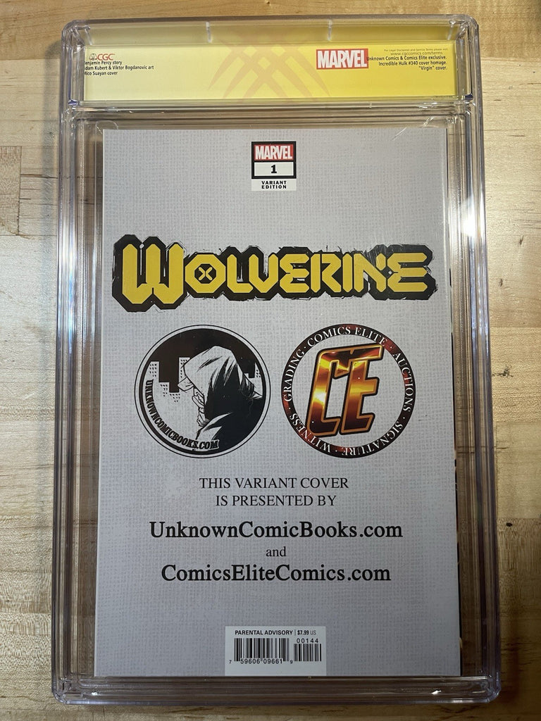 WOLVERINE 1 MICO SUAYAN VIRGIN VARIANT B CGC 9.8 SS REMARKED MASKED